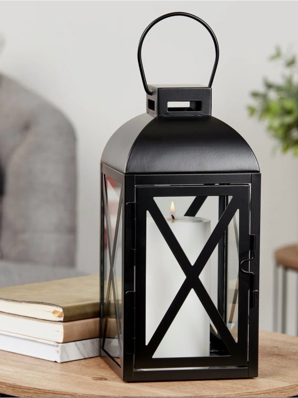 Mainstays ⚜️🖤⚜️ Set of 2 Black Metal Glass Candle Lantern Farmhouse Home Decor